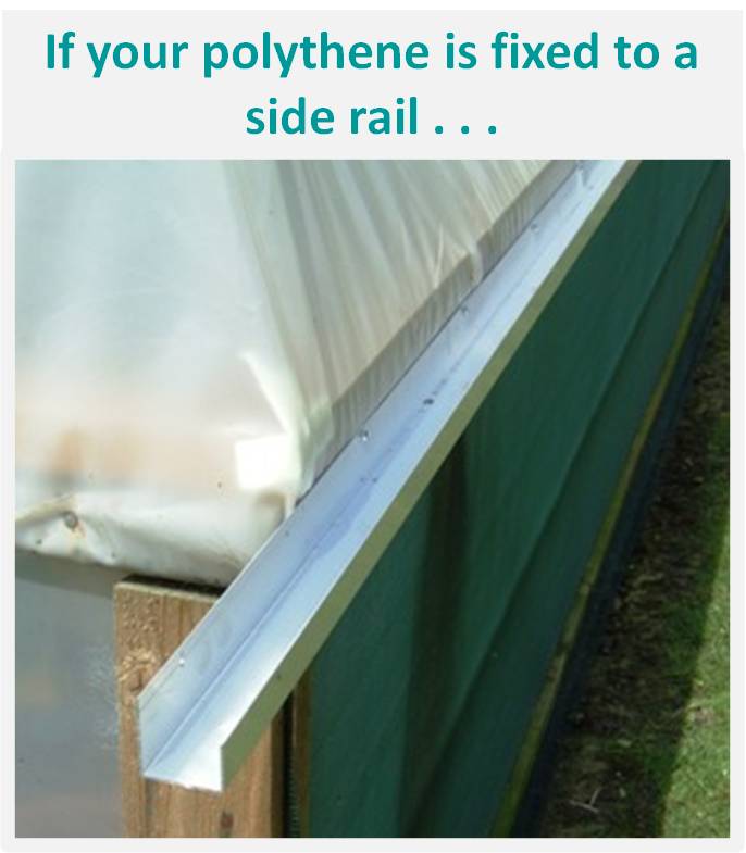 Polytunnel Gutter Fixed to Timber Side Rail